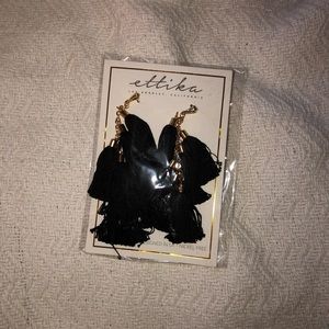 Black tassle dangle earrings